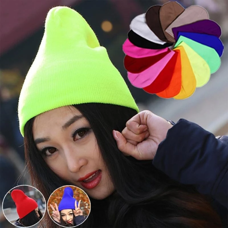 R1WE Multi-color Beanie Cap Winter Warm Knitted Hat Street Dancing Cap for Boys Girls