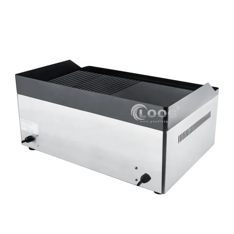 Commerical Restaurant Grill Cooker Half Flat Half Grooved Griddle Electric BBQ Grill Griddle