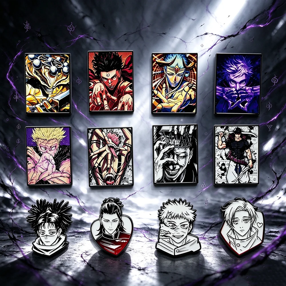 4Pcs Manga Character Enamel Brooch Pins Set Cool Boy Metal Lapel Badges, Backpack Clothing Decor Collectible Pins