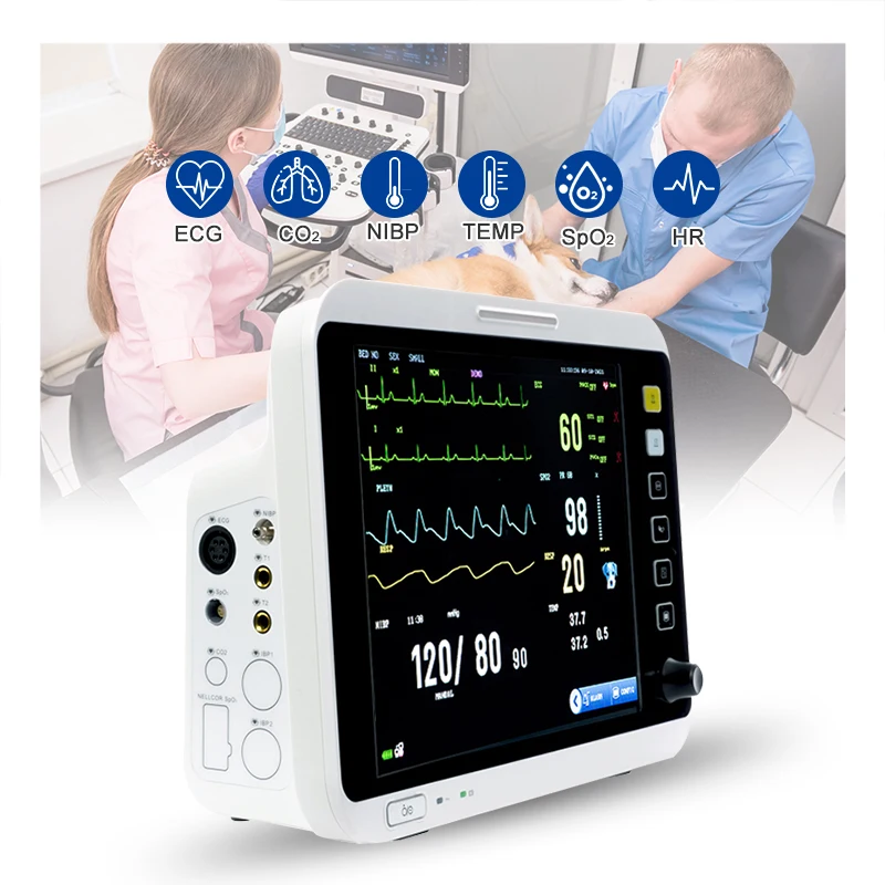 Hot selling High Accuracy Portable Mobile Digital Vet Care Monitor Multi-Parameter Veterinary Blood Pressure Monitor