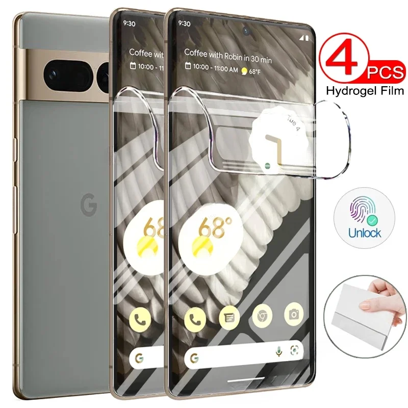 4 Uds para Google Pixel 7 Pro película de hidrogel para Google Pixel 8 Pro protectores de pantalla para Google Pixel 7A 6A 6 Pro 5A 4XL no vidrio