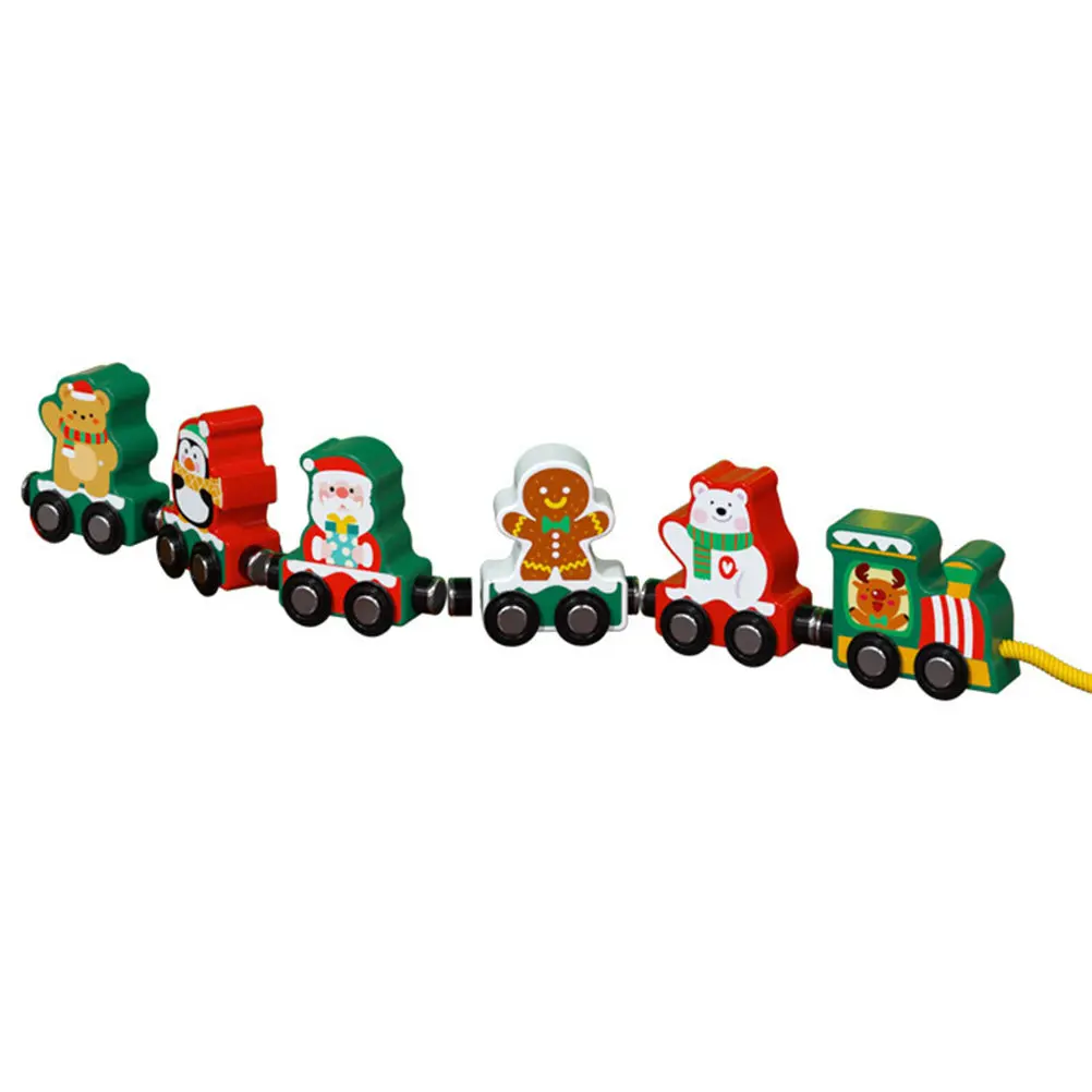 

Christmas Magnetic Train Wooden Xmas Desktop Decor Delicate Festive Table Centerpiece Stable Party Decoration Gift Photo Prop