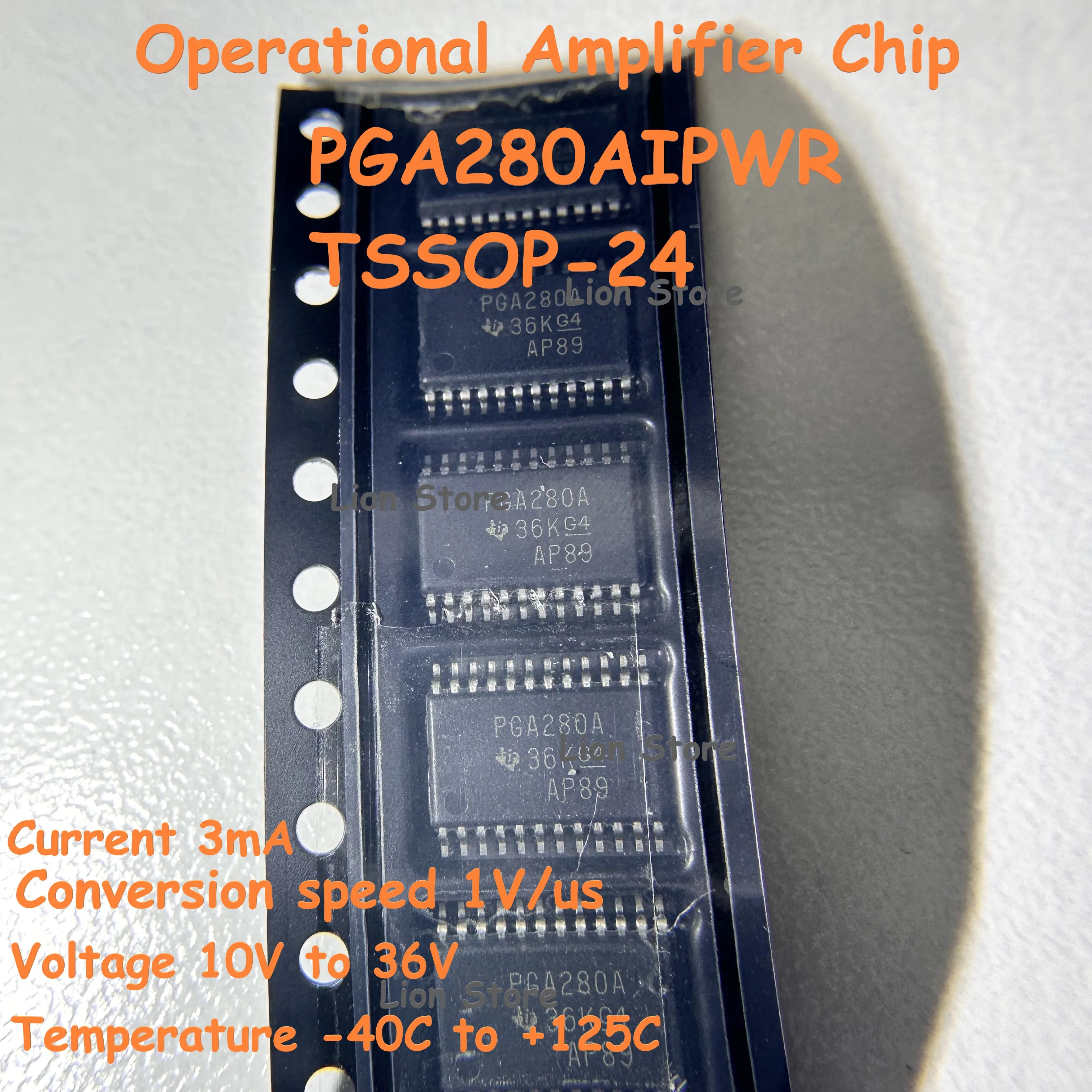 200-800pcs PGA280AIPWR TSSOP-24 Voltage 10Vto36V Current 3mA Conversion Speed 1V/us Operational Amplifier Chip 100% New original