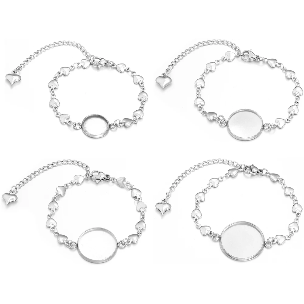 5 Teile/los Edelstahl Armband Cabochon Basis Runde Blank Lünette Trays Armband Einstellungen Für DIY Schmuck Machen Zubehör