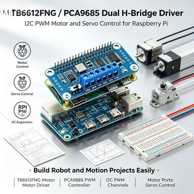 TB6612FNG/PCA9685 Dual H-Bridge Driver, I2C PWM for RPi