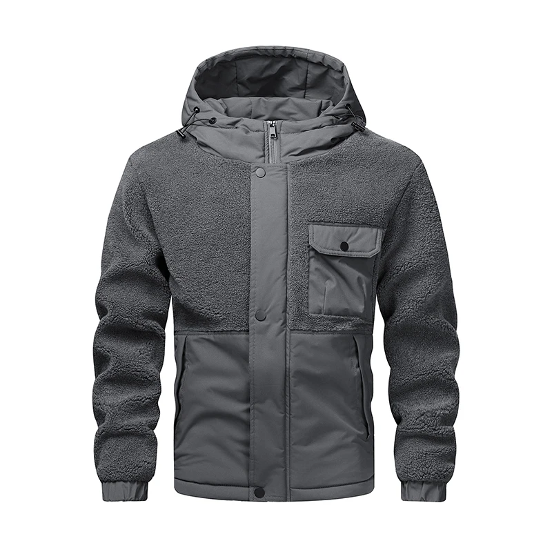 Ciclismo all'aperto Sport Campeggio Casual, Alla moda, Sciolto, Moda da uomo, Viaggi, Affari, Giacca in cotone di pelle di agnello calda e antivento