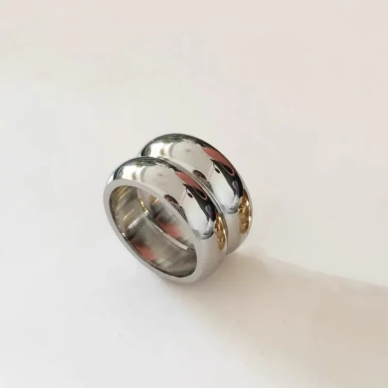 Stainless Steel Rings Chunky Wide Double Layer Ring for Women Men Simple INS Fashion Waterproof Jewelry Gift Trend 2024 anillos