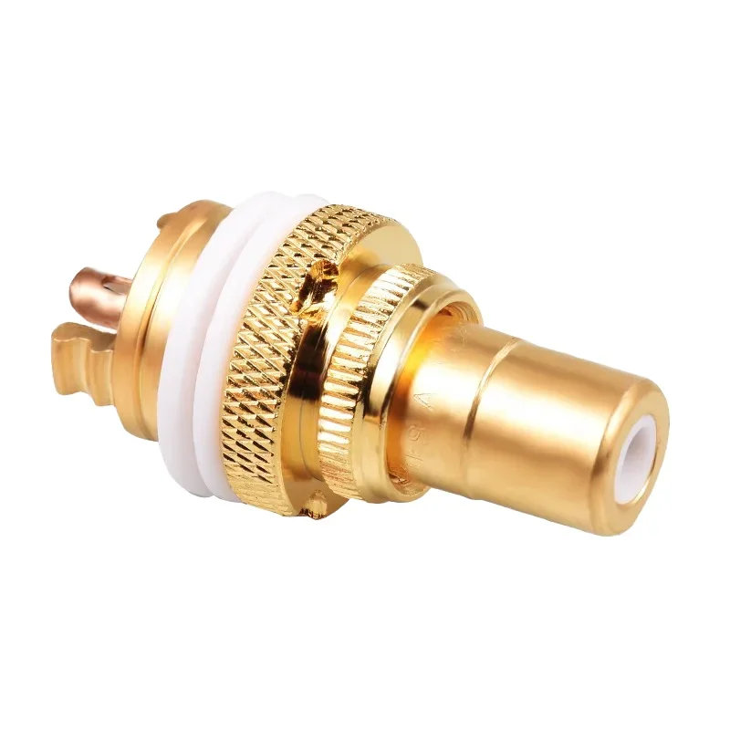 5/20PCS RCA Connector Socket Chassis Panel Mount Female Speaker Terminal Bright Dumb Gold Plated Jack HiFi Audio Plug