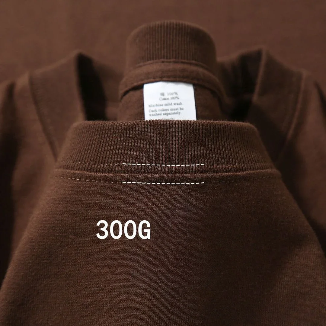 300g Baumwolle T-Shirts Männer Kurzarm Schwergewicht Sommer Rundhals Lose Atmungsaktive Shirt für Männer Frauen Basic Tee