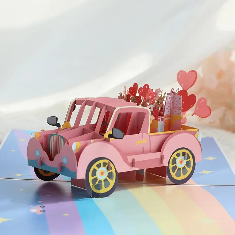 3D Pop up Style Creative Valentine's Day 3D Card Love Car Business Gift Gratitude Blessing Cartoon Commemorative greeting cards