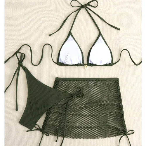 Imagen 2 del producto Nuevos Bikinis de red sexis, trajes de baño para mujer, traje de baño de tres piezas para mujer, ropa de baño para playa, trajes de baño, conjunto de Bikini brasileño, bañista para piscina