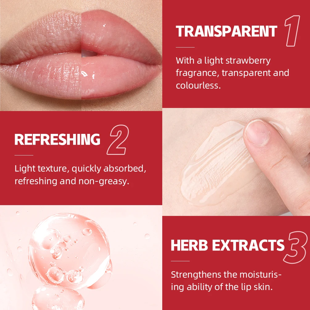 QIBEST Lip Plumping Fruitsmaak Lipolie Voedende Hydratatie Transparante Lip Honing Lip Care Hydraterende Lipolie Balsem Make-Up