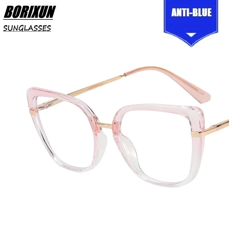 Anti Blue Light Blocking Women's Cateye Glasses Frame Fashion TR90 Radiation Protection Eyeglasses Transparent Eyewear 2023