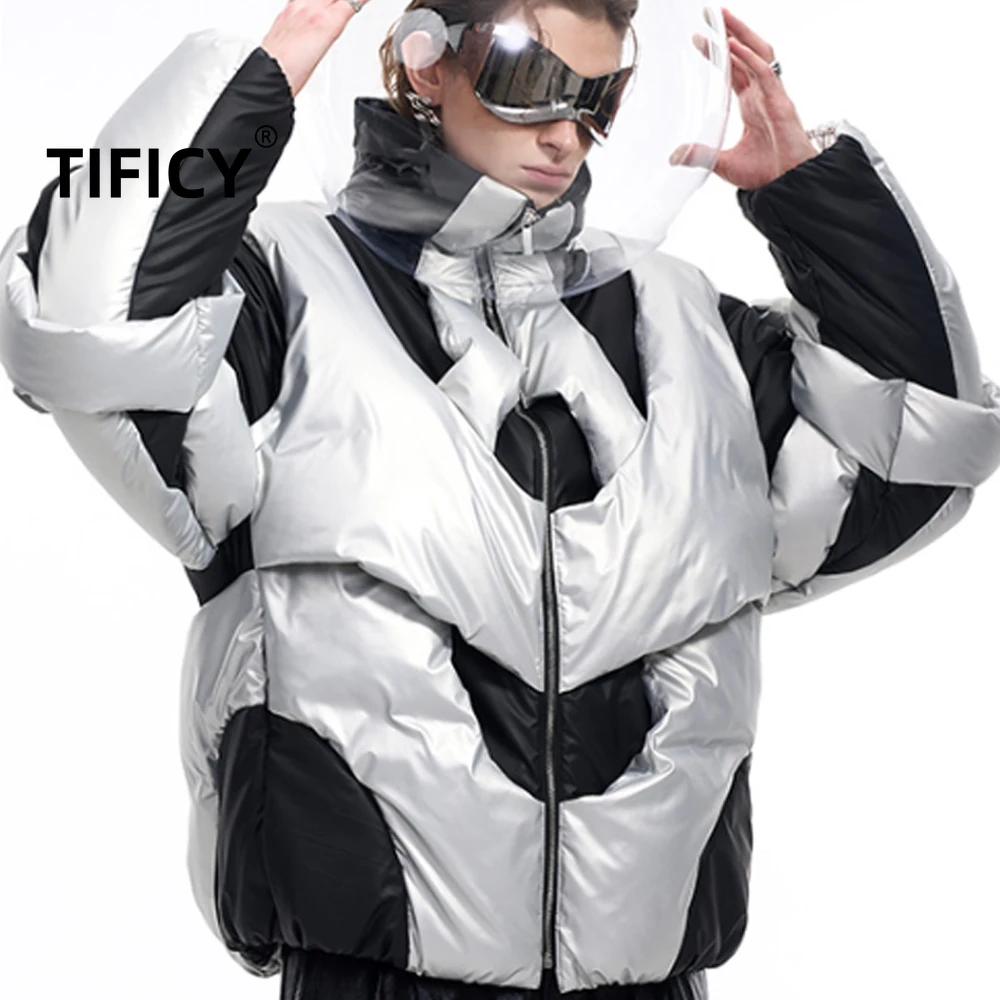 

High Street Deconstruction Design Padded Jacket Men's Winter Thick Warm Casual Fashion Parkas Coats Men Clothing
