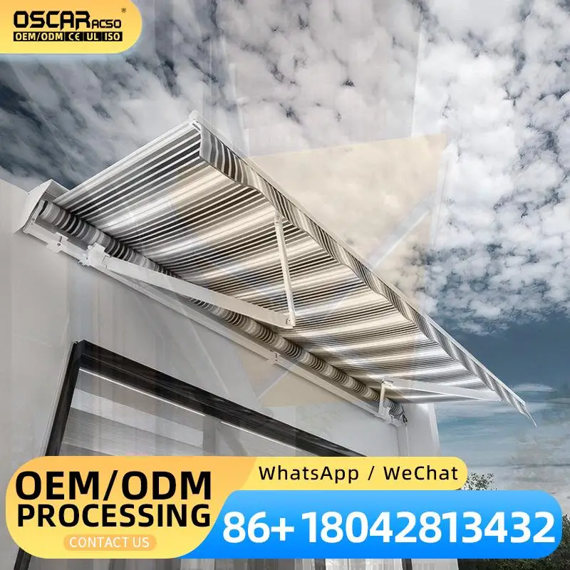 Outdoor Retractable Wireless Remote controlled Motorized Sunshade Electric Folding Awnings for Patio Backyard Deck Sun Protectio