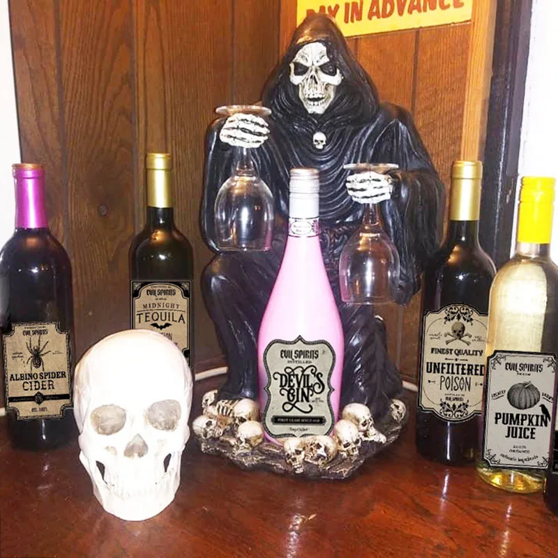 12pcs/set Halloween Wine Bottle Labels Stickers Beverage Drink Stickers Skull Bat Horror Potion Bottles Stickers Halloween Decor