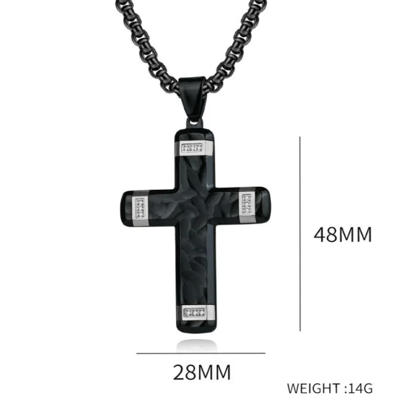 OPJ fashion men jewelry black Edge inlaid with  stainless steel pendant Cross Pendant Necklace Factory Direct Supply
