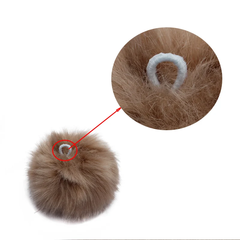 Image 5: 1 pièces 8 cm fausse fourrure marque sac porte-clés pompon voiture porte-clés couleur argent chaînes pompons fausse fourrure de lapin breloques chaîne A