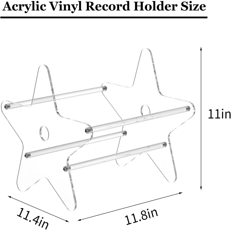 Transparent Acrylic Vinyl Record Display Holders Star Album Stand LP Storage Racks CD Case Organizer Table Books Storage Display