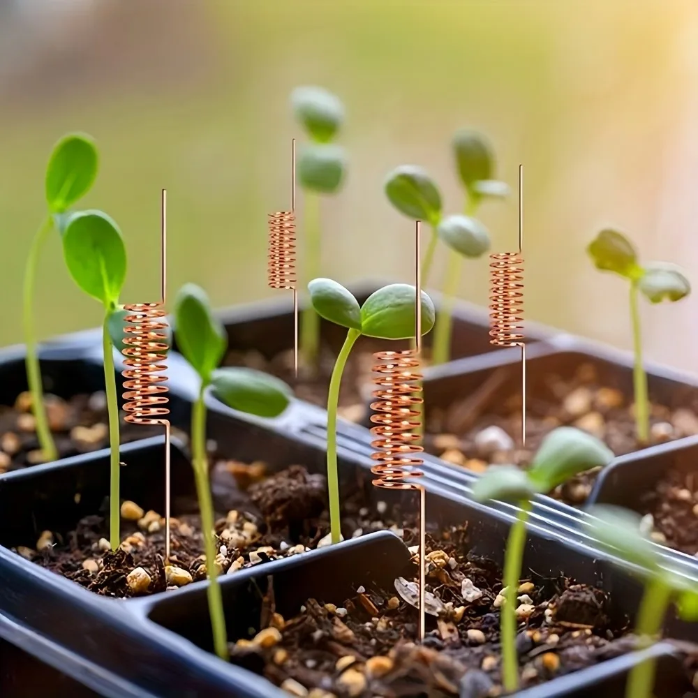Copper Electroculture Plant Stakes - Spiral Antennas for Enhanced Growth,Soft Copper Wire Garden Stakes for Plants & Vegetables