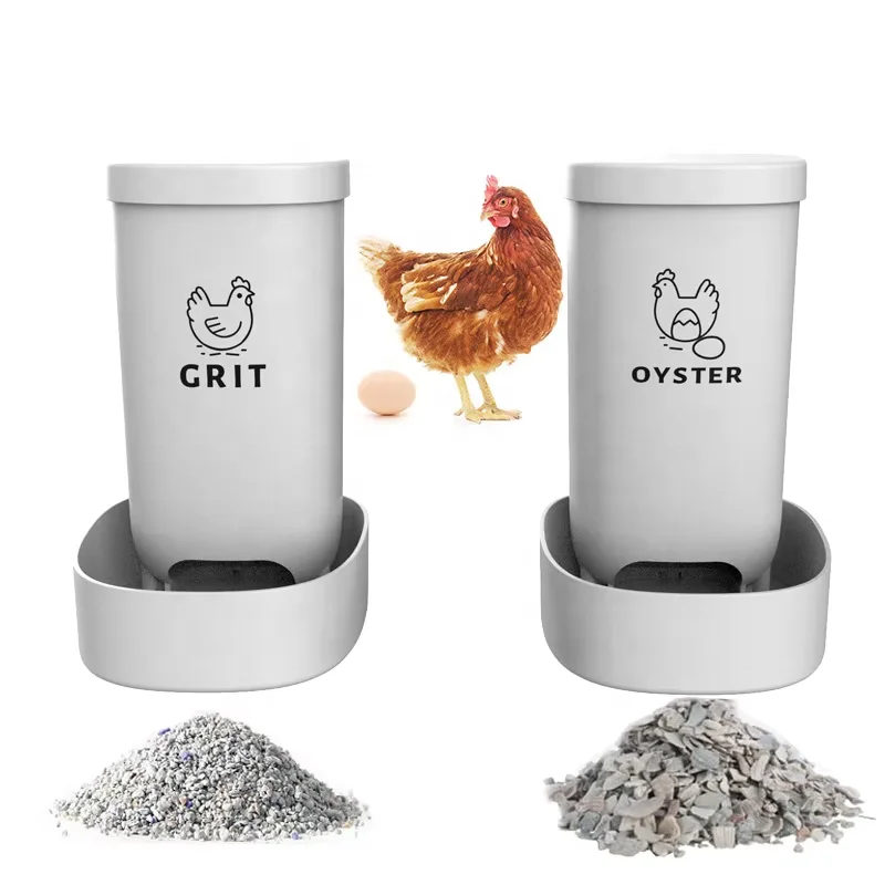 Chicken Oyster Shell Feeder and Grit Feeder Crushed Eggshells Chicken Coop Accessories Automatic Chicken Feeder
