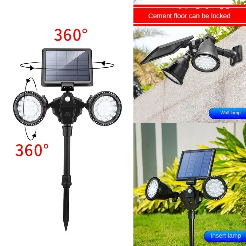 Solar Outdoor Spotlights, 7.2W Solar Panels Bright, 2 in 1 Adjustable Automatic Switch, Solar Garden Lighting, Landscape Lights