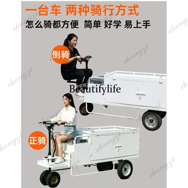 Electric tricycle stall special night market snacks with cabinet multi-functional cold drink stall express truck view 5