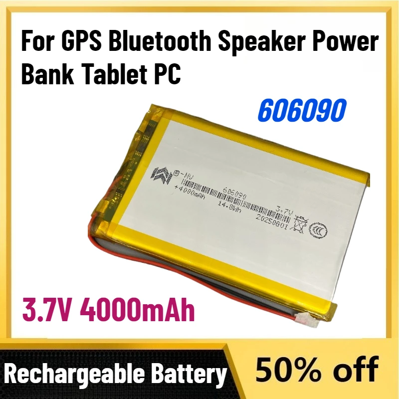 High-Performance In Stock 3.7V 4000mAh 14.8Wh 606090 Li-Polymer Li LiPo Battery for GPS Bluetooth Speaker Power Bank Tablet PC