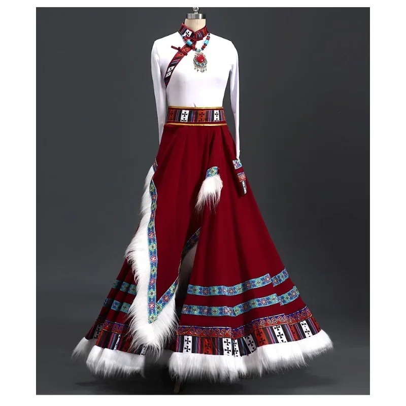 Tibetan dance costume performance costume women's competition practice swing skirt