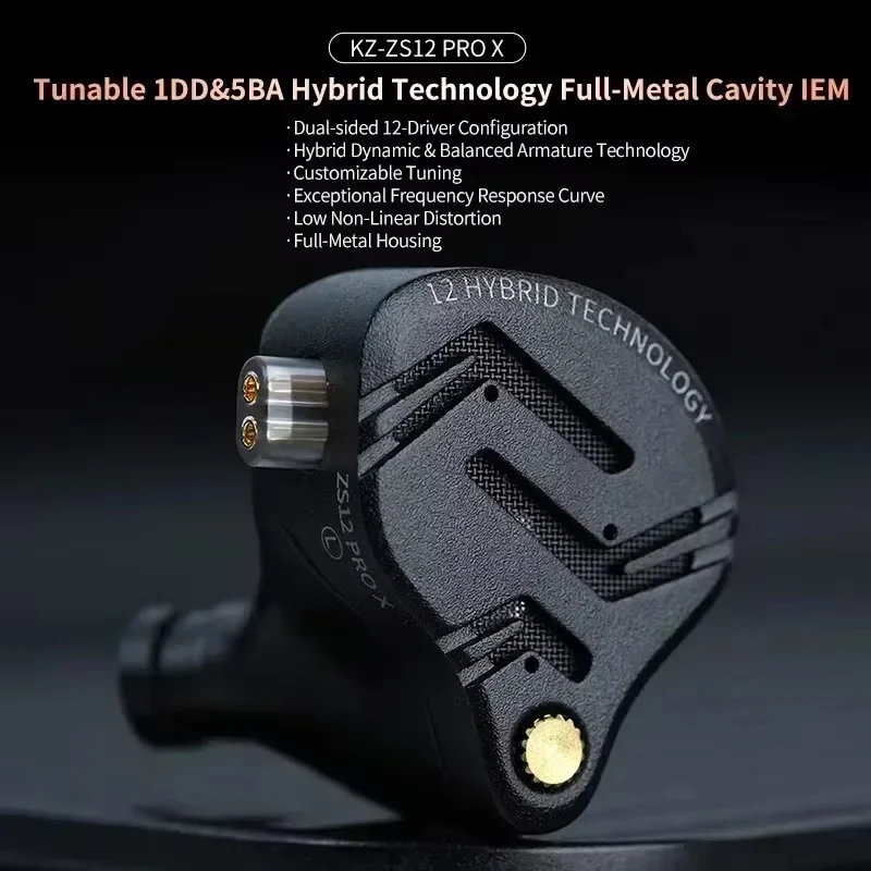 KZ ZS12 PRO X Metal Earphones 1DD+5BA Hybrid HIFI Bass In Ear Monitor Headphones Music Sport Noise Cancelling Headset New Arrive image 2
