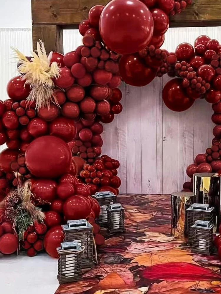 Kit de ballons en Latex rouge bordeaux foncé, 100 pièces, 5/10/12/18 pouces, ballons rouge vin foncé pour anniversaire, noël, décoration de fête de mariage