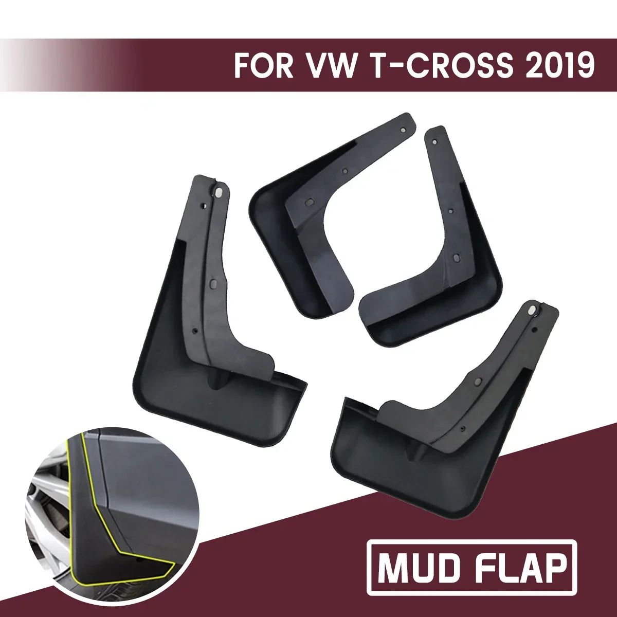 Auto Vorne Hinten Auto Kotflügel Kotflügel Verbreiterungen Schlamm Schutz Klappe Anti Splash Schmutzfänger Weiche Gute Zähigkeit Für VW T-CROSS 2019