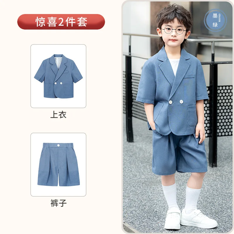 2026 new summer Baby Boys Clothes Set short sleeve Gentleman Top jacket cardigan + Pants Outfits Suit Teenager 2 4 8 10 12 year