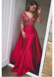 Sexy luxury applique design Evening dress V-neck off-the-shoulder mermaid long sleeve formal PROM party beauty pageant dress