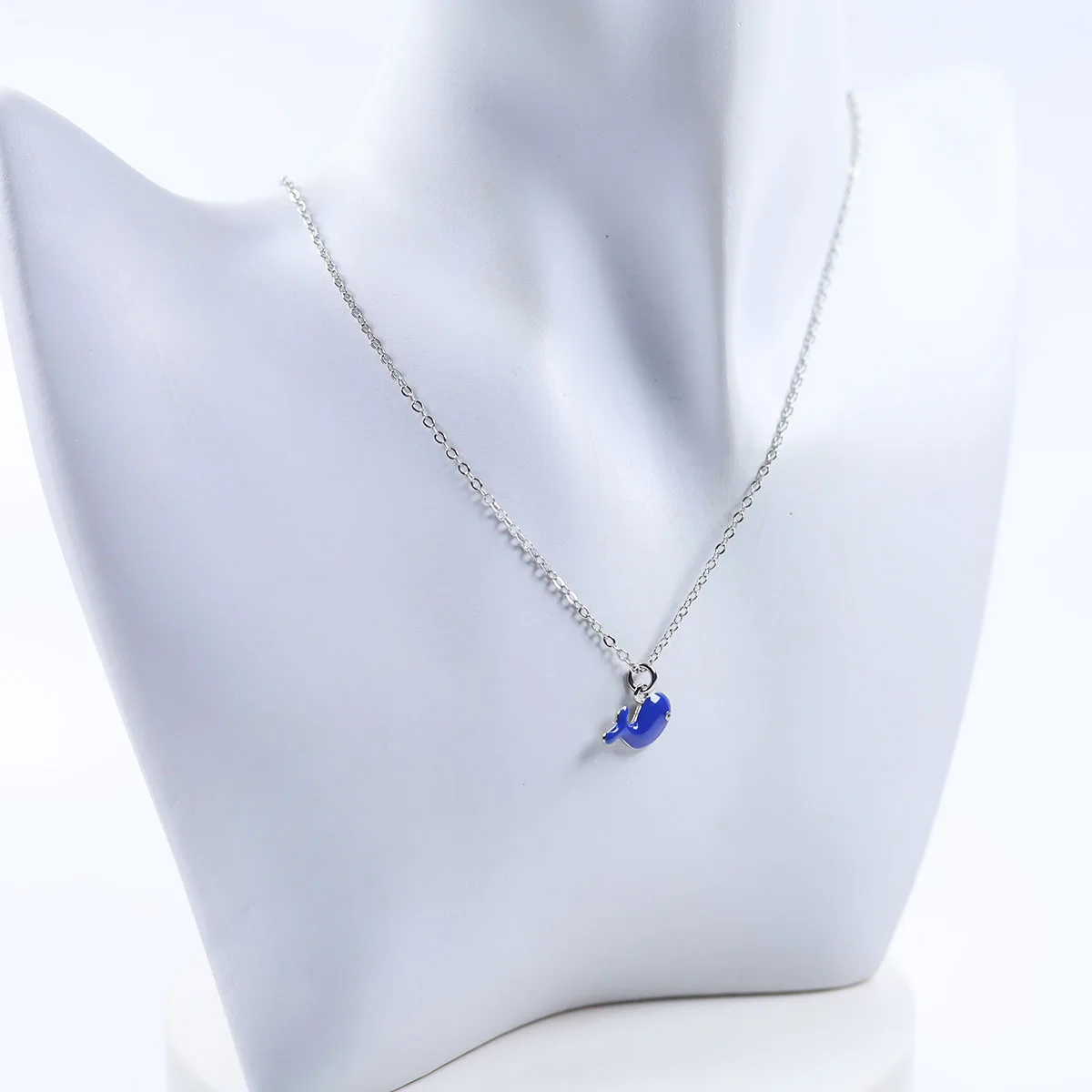 New Fashion Blue Epoxy Cute Little Whale 925 Sterling Silver Jewelry Beautiful Animal Exquisite Clavicle Chain Necklaces