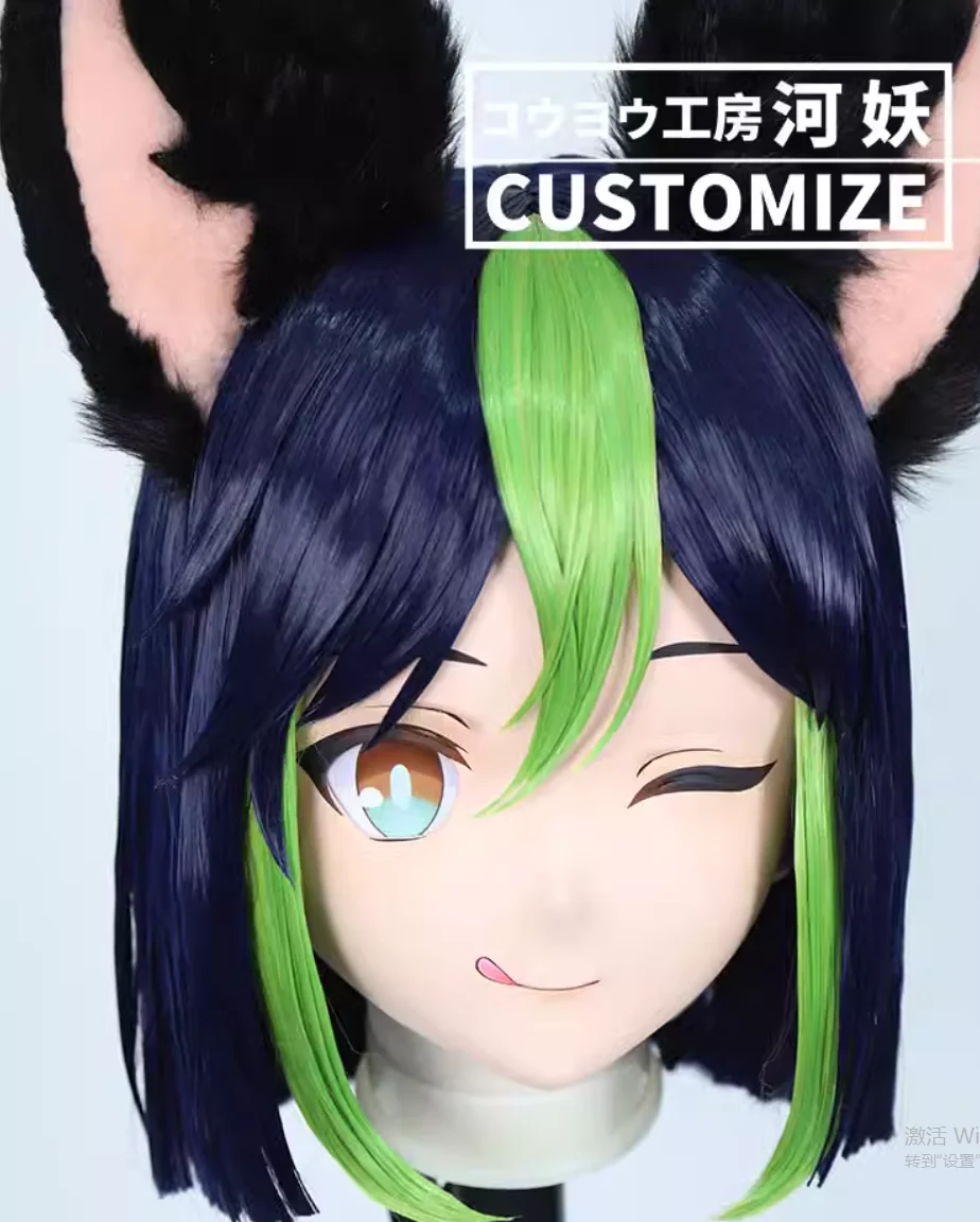 C-422-14 Customize Full Head Resin Cartoon Cosplay Japanese Character Anime Role Play Crossdress Kigurumi Mask With Back Shell