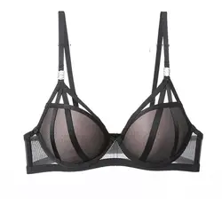 Sexy Solid Mesh Bra Women's Chest Gather Anti Sagging Lingerie Set Female Ultrathin Underwear Set Soft Breathable Bra Brief Suit
