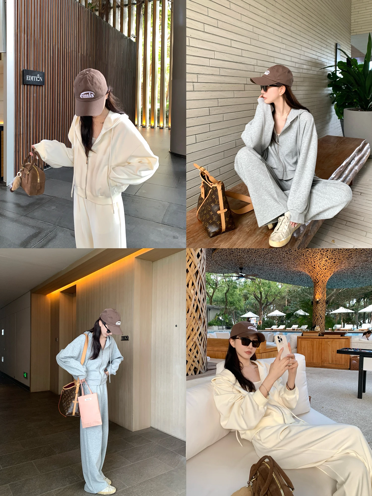 

Airport Lazy Girl 77 Sweatirt Set Loose Comfortable Wide Leg Pants Casual Slimming Effect Faionable Tee Piece Women's Set