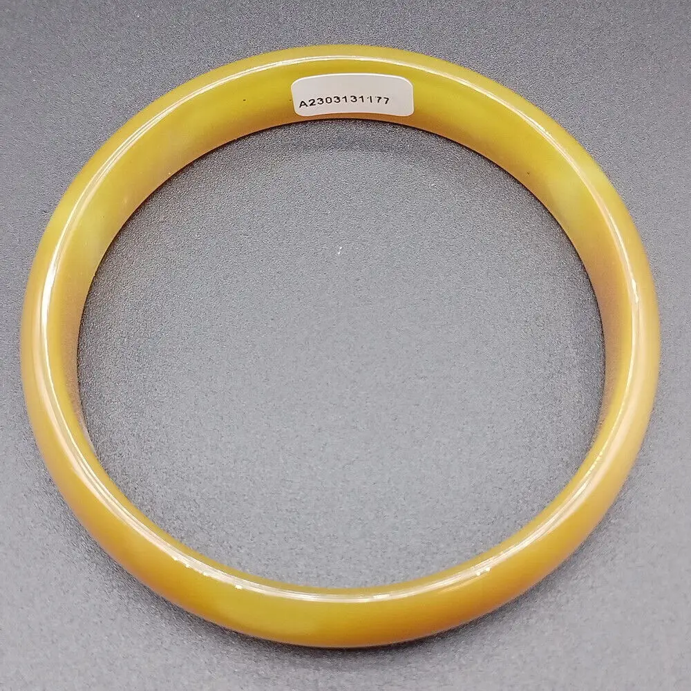 

66.00MM Certified Natural Agate Chalcedony Yellow Jewelry Bracelet Bangle