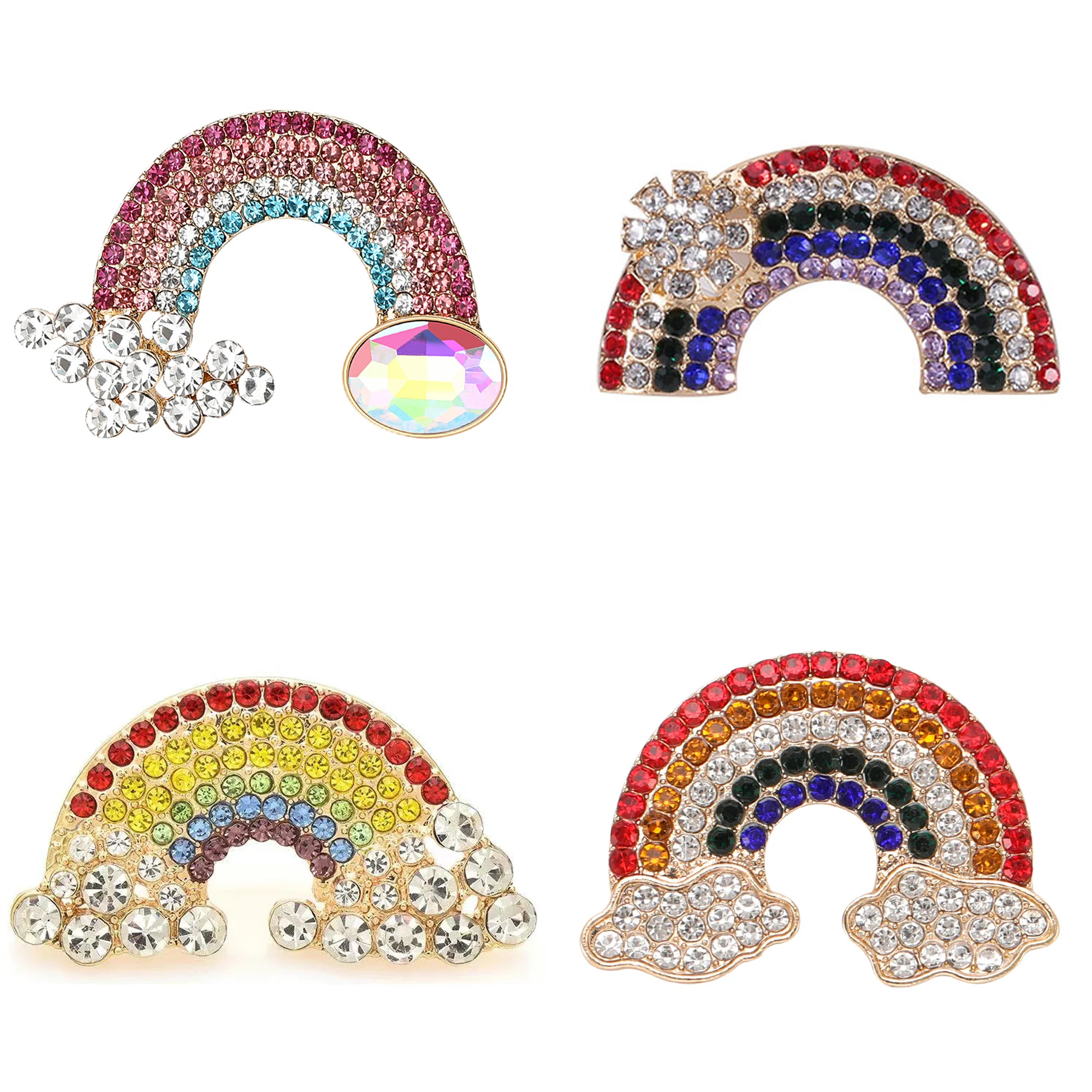 Rhinestone Rainbow Pins for Women Unisex Colorful Glass Brooch Banquet Party Backpack Gifts Jewelry Accessories