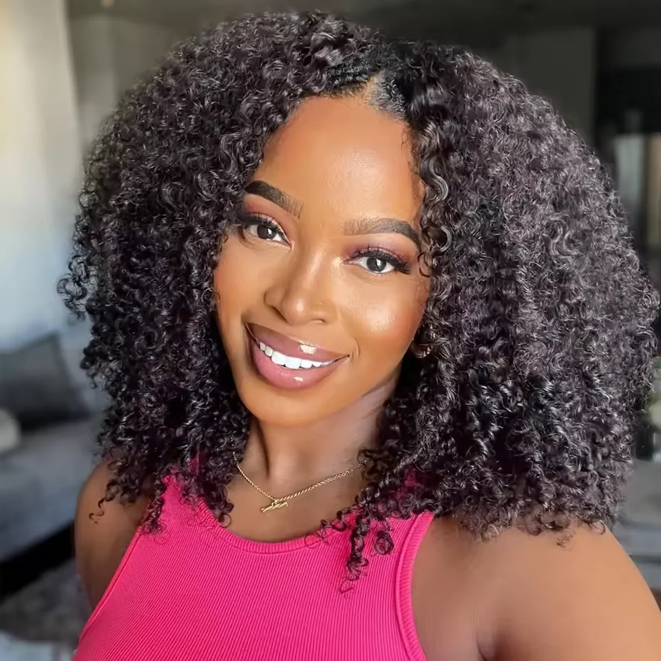 

Обновленный полупарик 3 в 1 с бесшовными зажимами на шнурке, откидной вьющийся парик, плотность 200%, вьющиеся полупарики для женщин