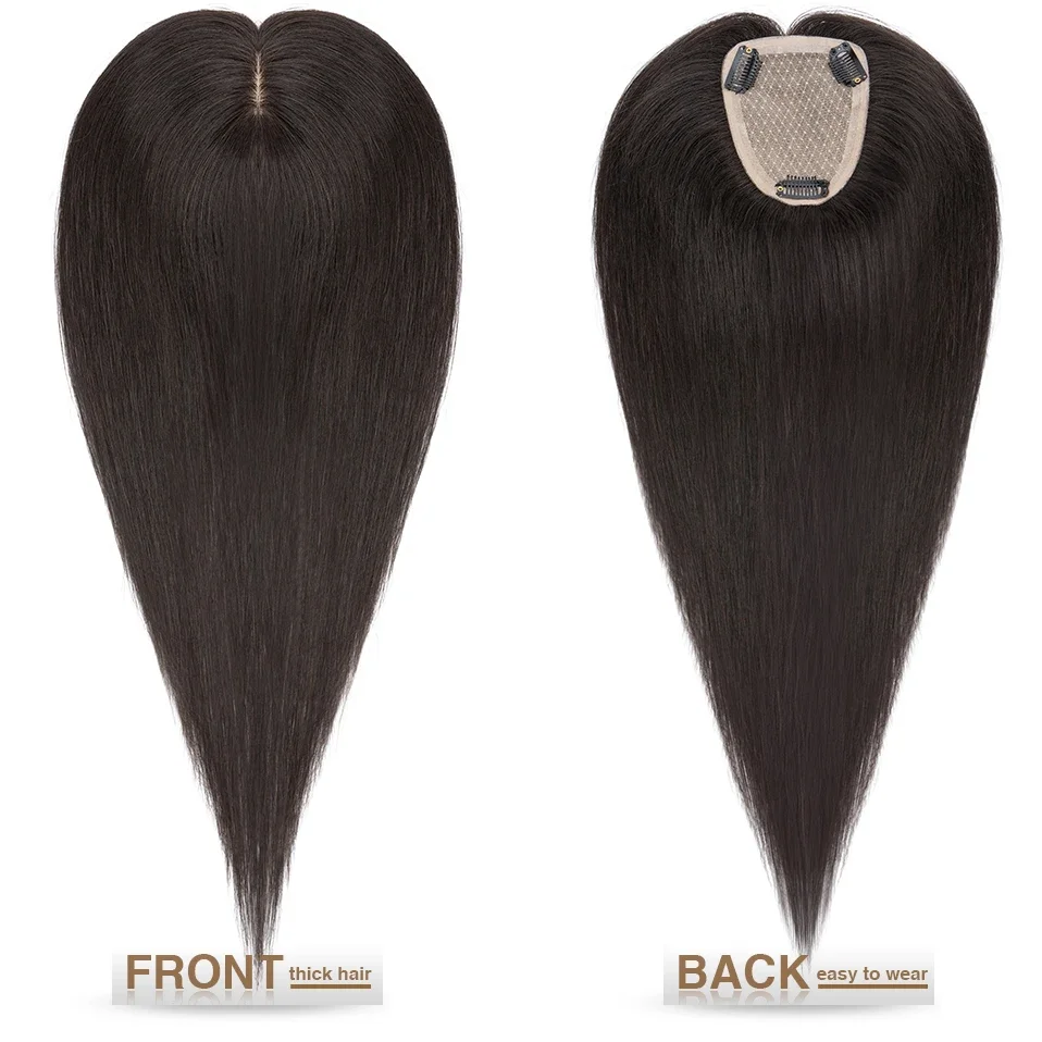 S-noilite-extensiones de cabello Natural con Clip, 9x12cm, gancho de mano humano, postizo, pelucas con Clip de pelo inverso de 10 '16'
