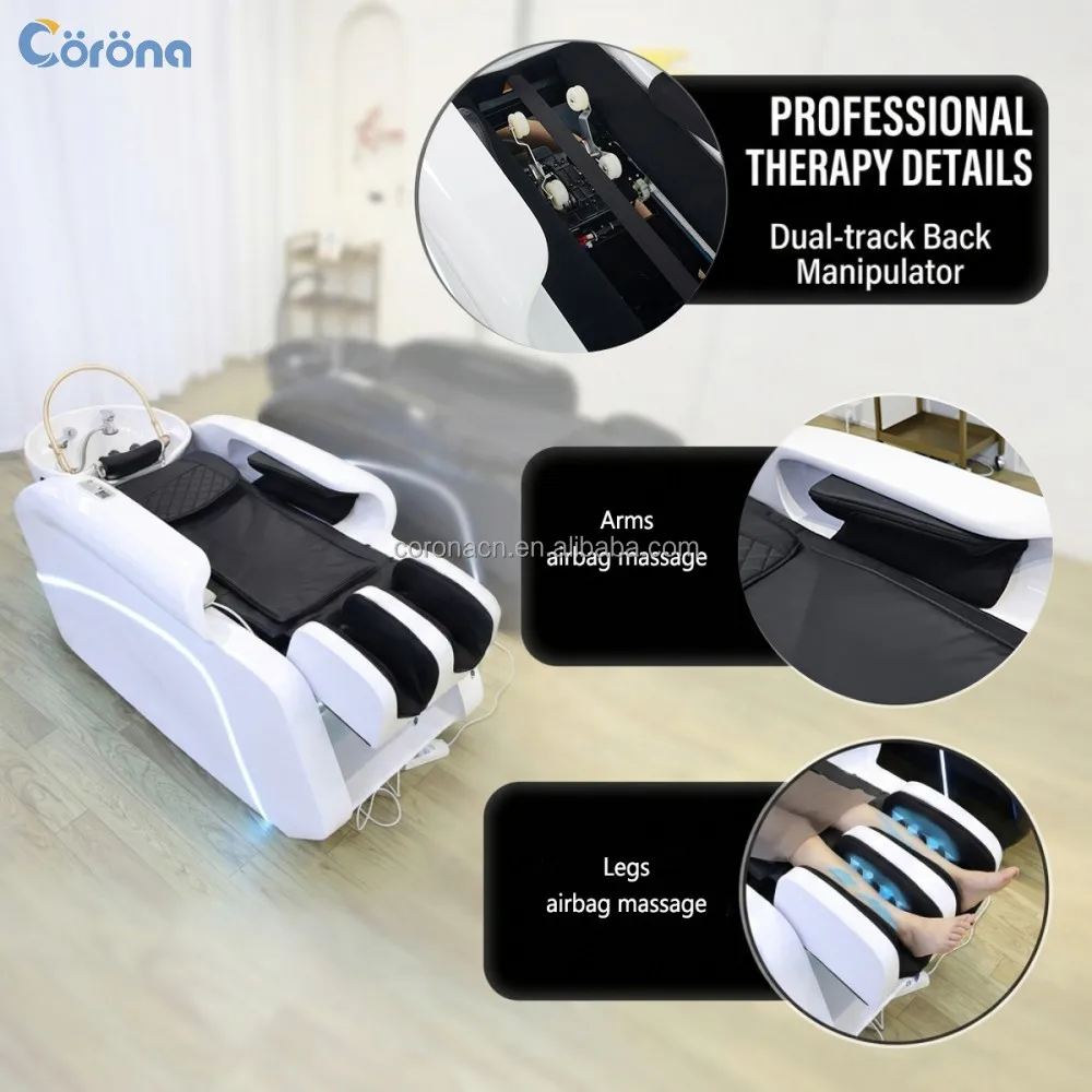 4D Full Body Electric Massage Luxury Hair Washing Head Spa Shampoo Bed With Heating