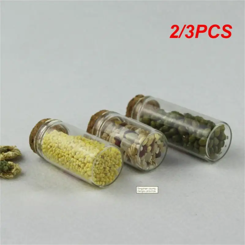 2/3PCS Test Tube Stopper Container Crafts Glass Transparent Home Accessories Glass Bottle With Cork Stopper Portable