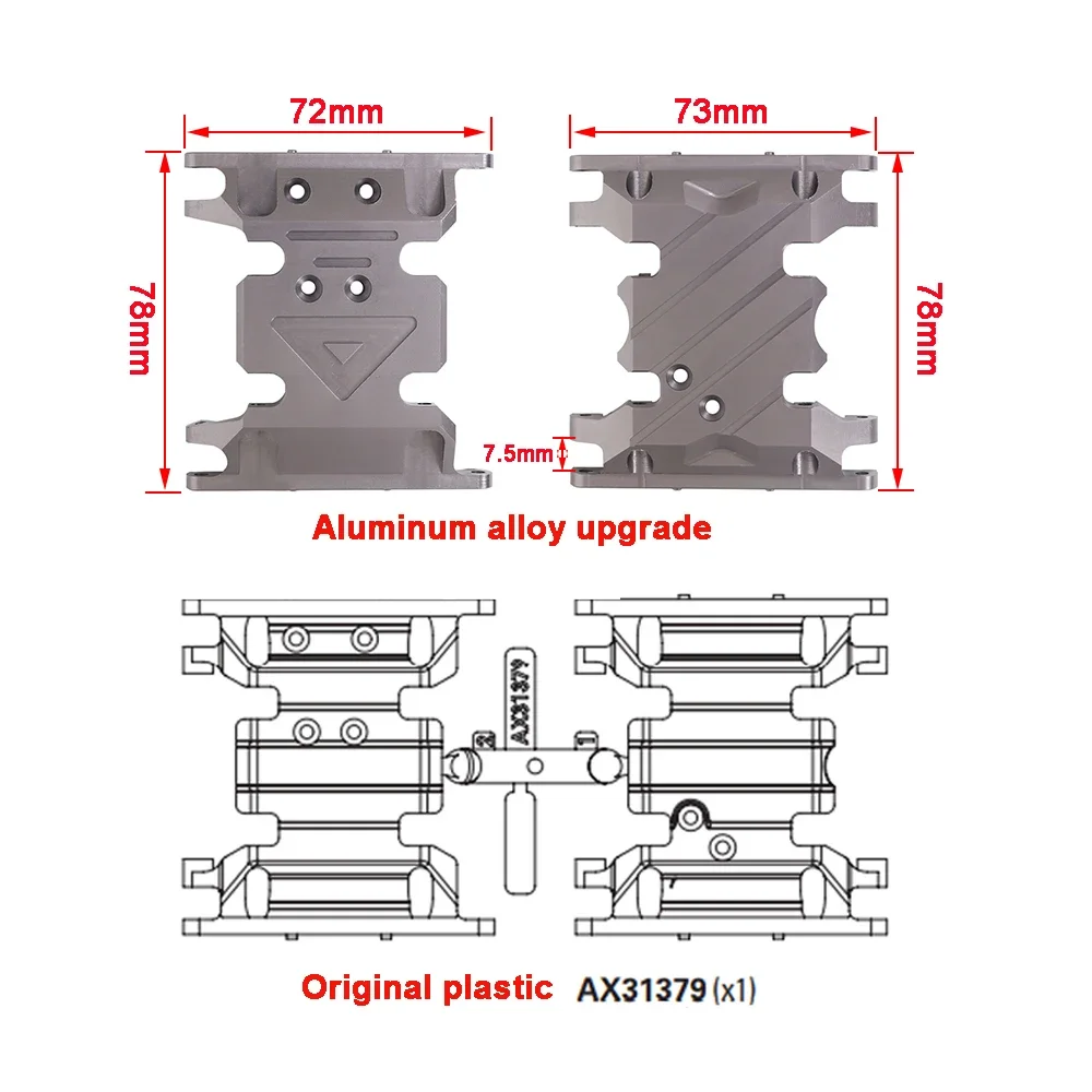 Stop aluminium AX10 mocowanie skrzyni biegów podstawa uchwyt skrzyni biegów płozy dla 1/10 gąsienica RC Axial SCX10 i SCX10 II podwozie