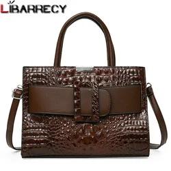 Crocodile Pattern Leather Women Handbags Female Leisure Shoulder Messenger Bag Fashion Purse Vintage Bolsas Large Capacity Totes