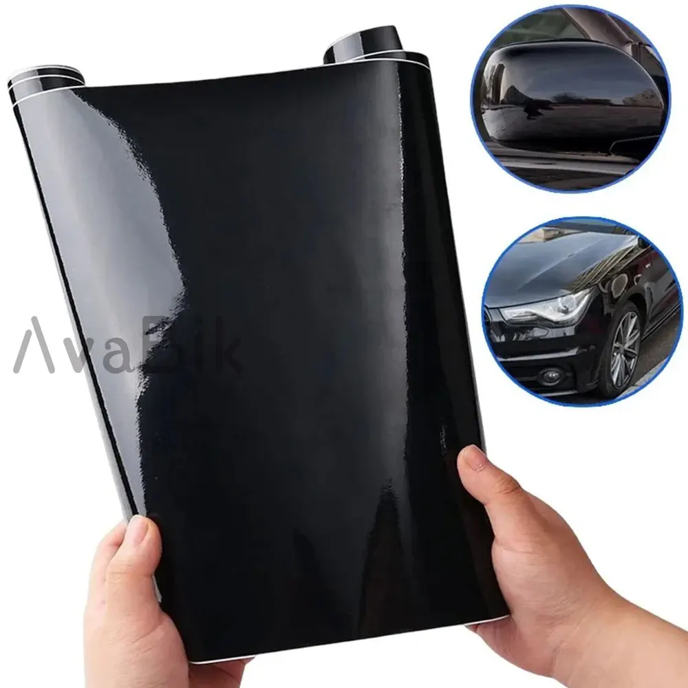 

PET High Gloss Black Vinyl Car Wrap Film Anti-scratch With Air Release Initial Low Tack Glue for Hood Motorcycle Auto Stickers