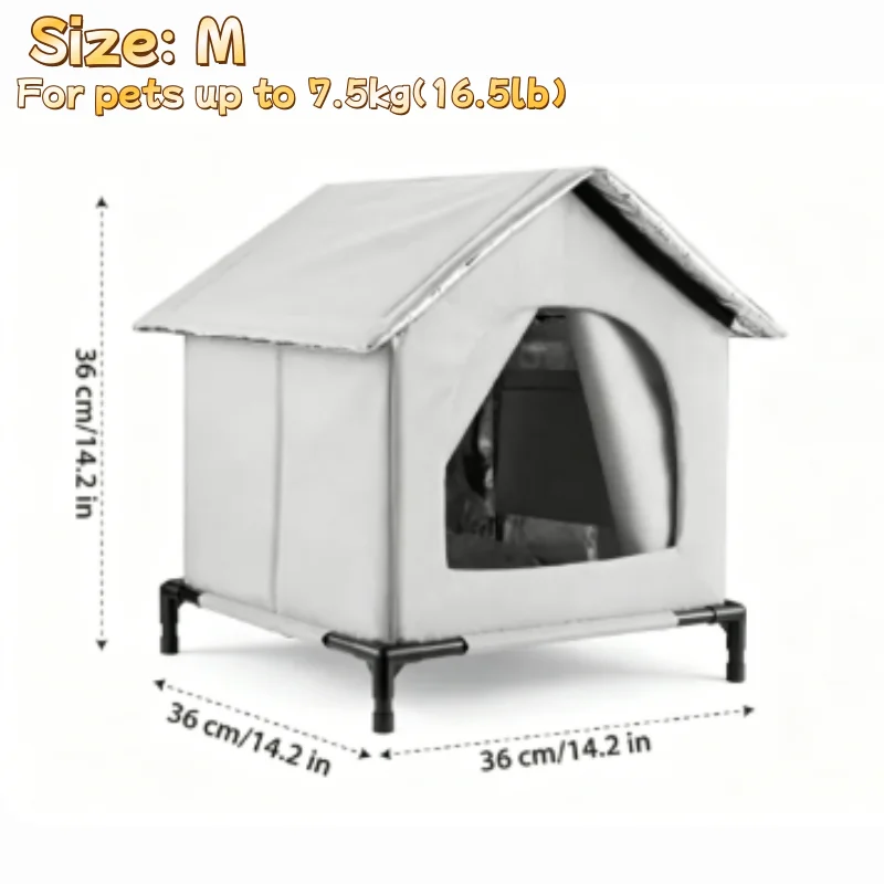 Faltbares, wasserdichtes Katzenhaus für alle Jahreszeiten, warm im Winter, kühl im Sommer, Tierunterkunft für den Innen- und Außenbereich. – Detail 9