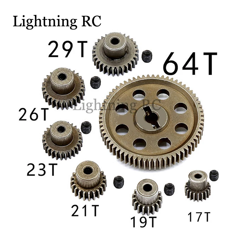 

1 set 11184 Metal Diff Main Gear 64T 11181 Motor Pinion Gears 21T Truck 1/10 RC Parts HSP Himoto Amax Redcat Exceed 94111 rc car