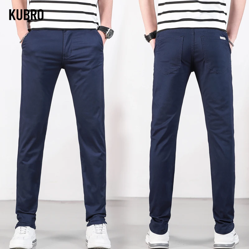 

KUBRO Harajuku Street Youth Slim Versatile Cargo Pants Summer Thin Office Men's Business Casual Stretch Small Straight Trousers